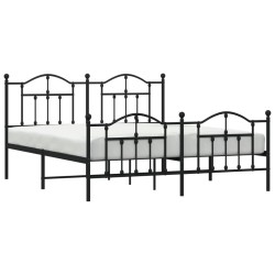 Cadre de lit métal sans matelas avec pied de lit noir 180x200cm 