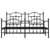 Cadre de lit métal sans matelas avec pied de lit noir 180x200cm 