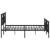 Cadre de lit métal sans matelas avec pied de lit noir 180x200cm 