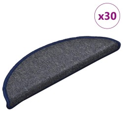 Tapis d'escalier 30 pcs gris foncé et bleu 56x17x3 cm 