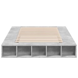 Cadre de lit sans matelas gris béton 140x190 cm 