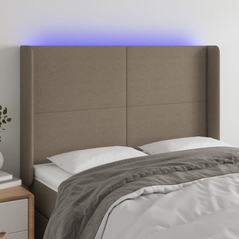 Tête de lit à LED Taupe 147x16x118/128 cm Tissu 
