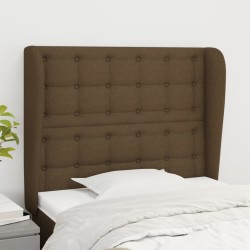 Tête de lit avec oreilles Marron foncé 93x23x118/128 cm Tissu 