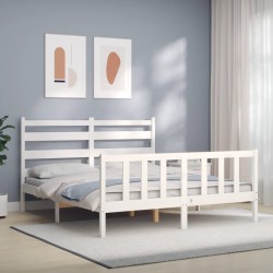 Cadre de lit sans matelas blanc 160x200 cm bois de pin massif 