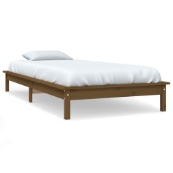 Cadre de lit sans matelas marron miel 90x200 cm bois massif 