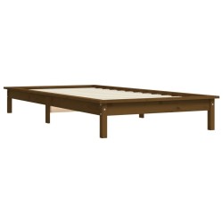 Cadre de lit sans matelas marron miel 90x200 cm bois massif 