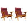 Coussins de chaise adirondack lot de 2 rouge bordeaux 