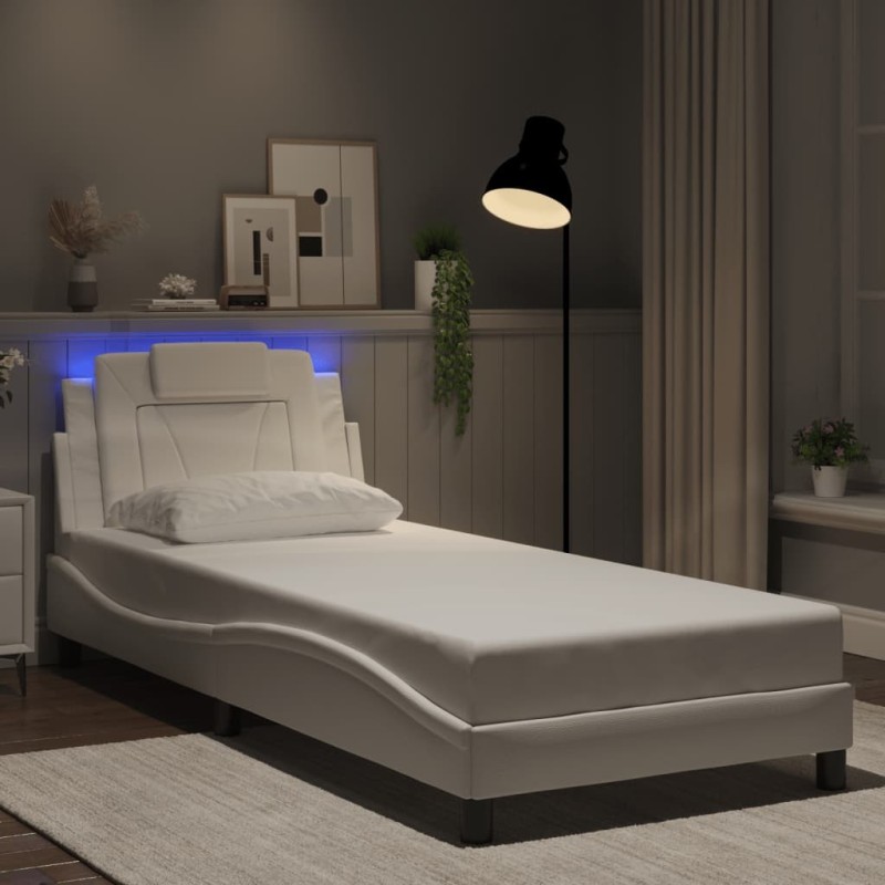 Cadre de lit avec LED sans matelas blanc 80x200 cm 