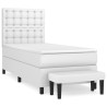 Sommier à lattes de lit avec matelas Blanc 90x200 cm Similicuir 