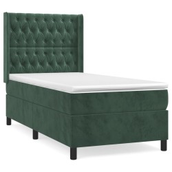 Sommier à lattes de lit avec matelas Vert foncé 90x190 cm 