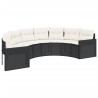 Canapé de jardin table coussins demi-rond noir résine tressée 