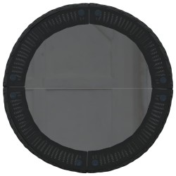 Canapé de jardin table coussins demi-rond noir résine tressée 