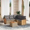 Salon de jardin avec coussins 6 pcs beige résine tressée 