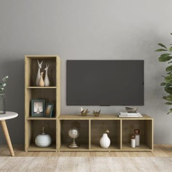 Meubles TV 2 pcs Chêne sonoma 107x35x37 cm Bois d'ingénierie 