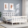 Cadre de lit sans matelas blanc bois de pin massif 