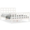 Cadre de lit sans matelas blanc bois de pin massif 