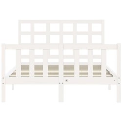 Cadre de lit sans matelas blanc bois de pin massif 