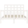 Cadre de lit sans matelas blanc bois de pin massif 