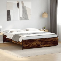 Cadre de lit sans matelas chêne fumé 180x200 cm 