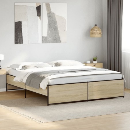 Cadre de lit sans matelas chêne sonoma 200x200 cm 