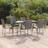 Ensemble à manger de jardin 7 pcs Gris Résine tressée 