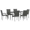Ensemble à manger de jardin 7 pcs Gris Résine tressée 