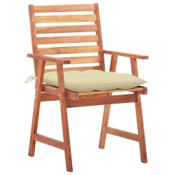 Chaises à manger d'extérieur lot de 2 et coussins Acacia massif 
