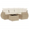 Salon de jardin avec coussins 5 pcs beige résine tressée 