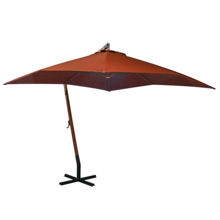 Parasol de jardin suspendu avec mât terre cuite bois de sapin 