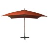 Parasol de jardin suspendu avec mât terre cuite bois de sapin 