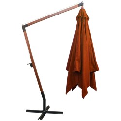 Parasol de jardin suspendu avec mât terre cuite bois de sapin 