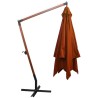 Parasol de jardin suspendu avec mât terre cuite bois de sapin 