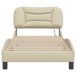 Cadre de lit avec lumières LED crème 80x200 cm tissu 