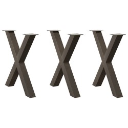 Pieds de table à manger en forme de X 3 pièces Acier naturel 70 x (72-73) cm Acier 