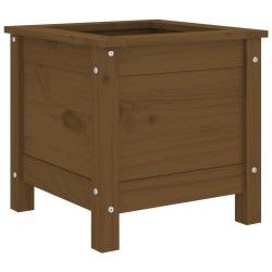 Jardinière marron miel 40x40x39 cm bois massif de pin 