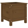Jardinière marron miel 40x40x39 cm bois massif de pin 