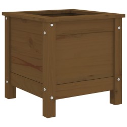 Jardinière marron miel 40x40x39 cm bois massif de pin 