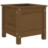 Jardinière marron miel 40x40x39 cm bois massif de pin 
