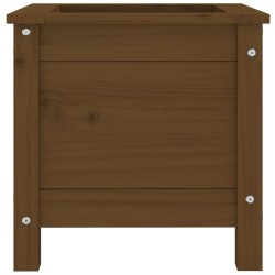 Jardinière marron miel 40x40x39 cm bois massif de pin 