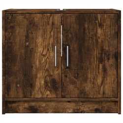 Armoire de lavabo chêne fumé 63x29x55 cm bois d'ingénierie 