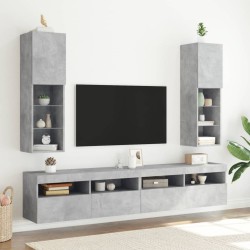 Meubles TV avec lumières LED 2 pcs gris béton 30,5x30x102 cm 