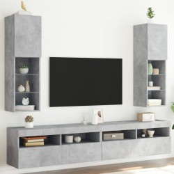 Meubles TV avec lumières LED 2 pcs gris béton 30,5x30x102 cm 