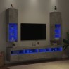Meubles TV avec lumières LED 2 pcs gris béton 30,5x30x102 cm 