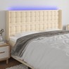 Tête de lit à LED Crème 203x16x118/128 cm Tissu 