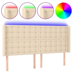 Tête de lit à LED Crème 203x16x118/128 cm Tissu 