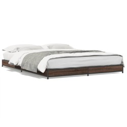 Cadre de lit sans matelas chêne marron 135x190 cm 