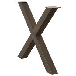 Pieds de table à manger en forme de X, 3 pièces, acier naturel, 90 x (72-73) cm 