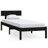Cadre de lit sans matelas noir bois massif 