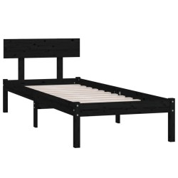 Cadre de lit sans matelas noir bois massif 