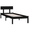 Cadre de lit sans matelas noir bois massif 